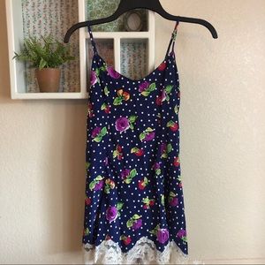 Vintage White Gold Label Victoria’s Secret Chemise Nightie Blue Floral